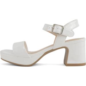 Soda Kasel-2 ~ Little Kids/Children/Girls Square Toe Dress Sandal with Adjustable Ankle Strap(White Patent)