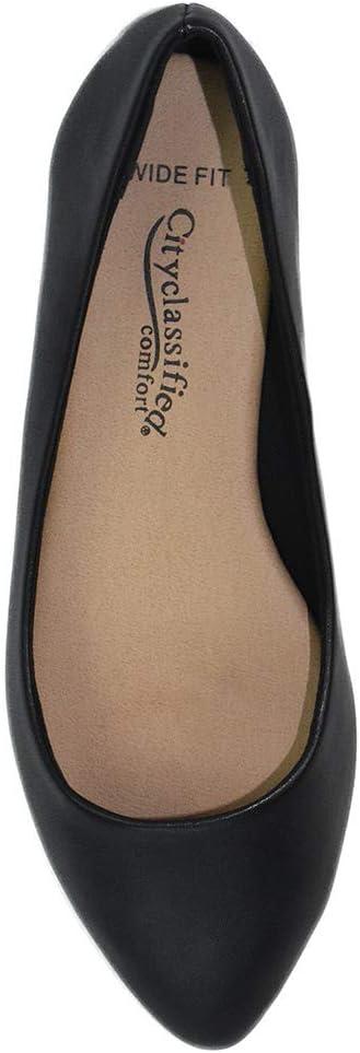 image:imageSoda City Classified Women Casual Flat Office Shoes Wide Width Fit Pointy Toe WHoldBlack Pu