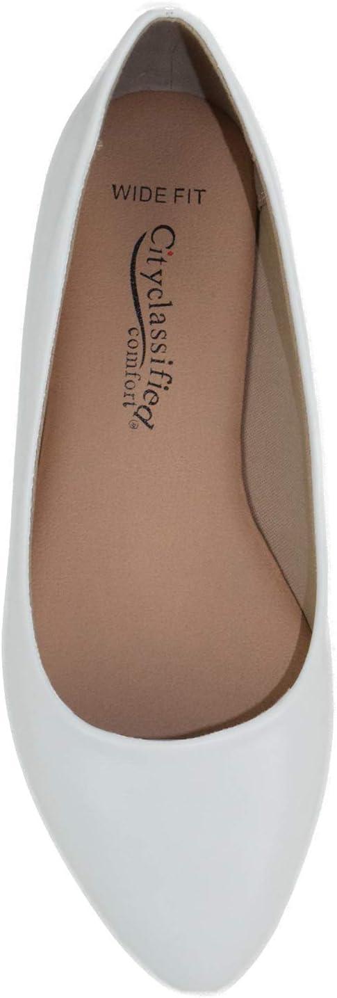 image:imageSoda City Classified Women Casual Flat Office Shoes Wide Width Fit Pointy Toe WHoldWhite