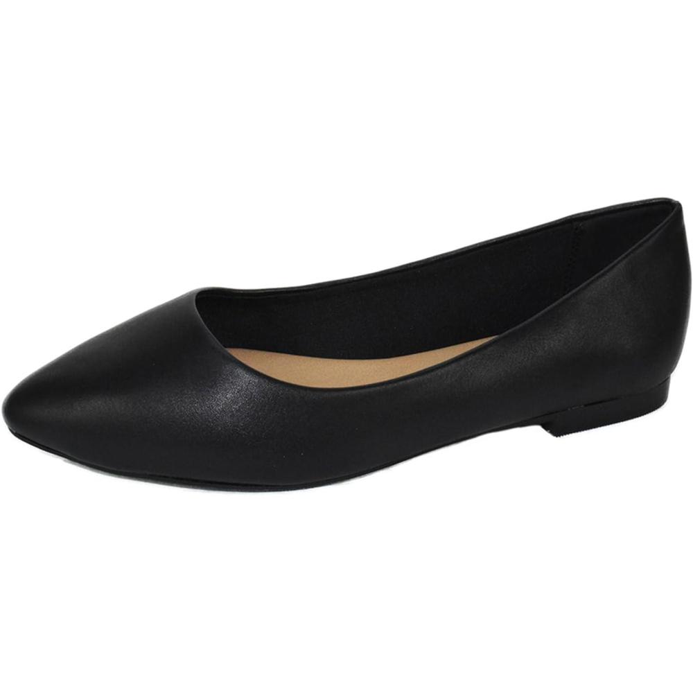 image:imageSoda City Classified Women Casual Flat Office Shoes Wide Width Fit Pointy Toe WHoldBlack Pu