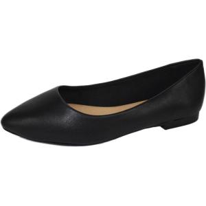 Soda City Classified Women Casual Flat Office Shoes Wide Width Fit Pointy Toe W-Hold(Black Pu)