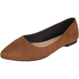 Soda City Classified Women Casual Flat Office Shoes Wide Width Fit Pointy Toe W-Hold(Cognac)